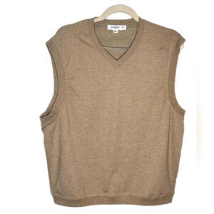 Calvin Klein Golf Vest Mens XL Pullover Sleeveless Soft Cotton V-Neck Tan NWOT